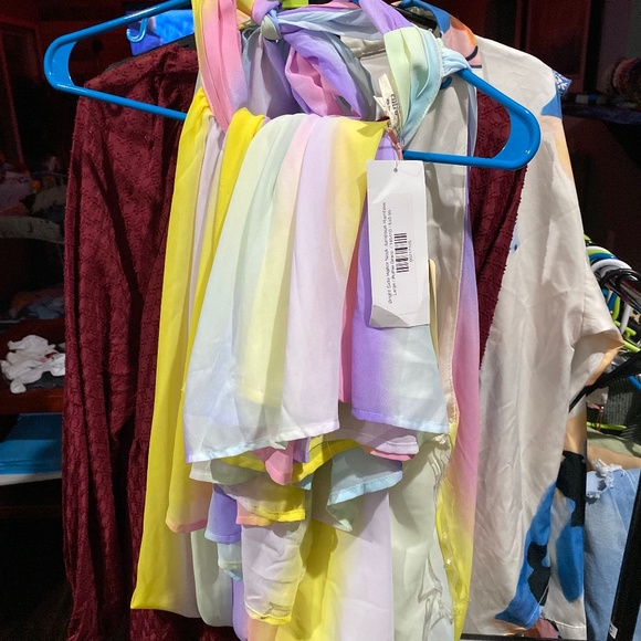 entro Pants & Jumpsuits Pastel Rainbow Jumpsuit Poshmark